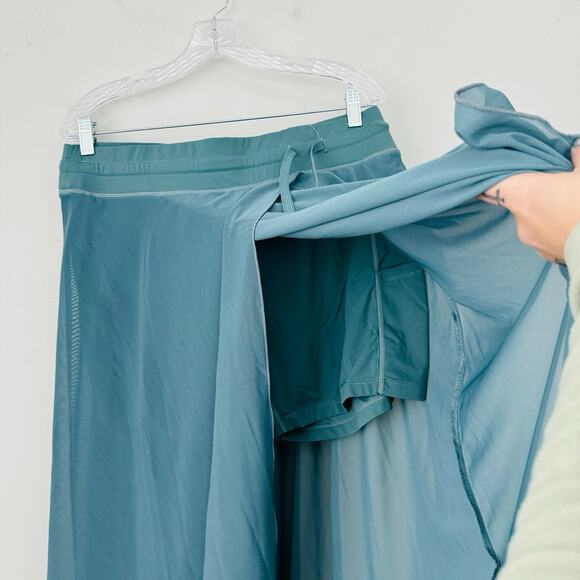 Women’s Blue Sheer Skirt With Built In Shorts And Tie Waist Size XL - Picture 2 of 8